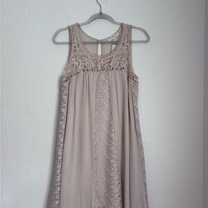 Love Fire Lace Panel Sleeveless Dress in Soft Taupe Size M NWT